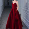 Sweetheart Neck Velour Formal Party Dresses