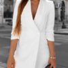 V Neck Button Half Sleeve Streetwear Office Ladies Romper