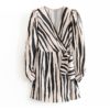 V Neck Casual Zebra Fashion Stripe Mini Dress - Image 2