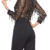 V Neck Long Sleeves Polyester Playsuit - Image 4