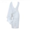 V Neck Mid Calf Ruffles Sexy Strap Elastic Bodycon Dress - Image 4