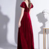 V Neck Short Sleeve Flowers Evening Party Dresses - Image 5