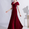 V Neck Short Sleeve Flowers Evening Party Dresses - Image 4