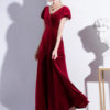 V Neck Short Sleeve Flowers Evening Party Dresses - Image 3
