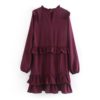 Vintage O Neck Lace Ruffle Casual Mini Dress - Image 2