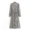 Vintage Plaid Fashion Bow Tie Collar Long Party Dress - Image 3