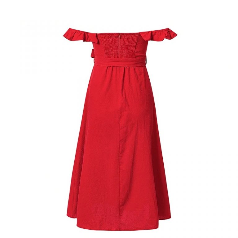 Vintage Ruffle Sexy Off Shoulder Sashes Midi Dress - Image 10