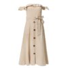 Vintage Ruffle Sexy Off Shoulder Sashes Midi Dress - Image 11