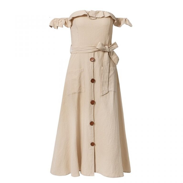 Vintage Ruffle Sexy Off Shoulder Sashes Midi Dress - Image 11