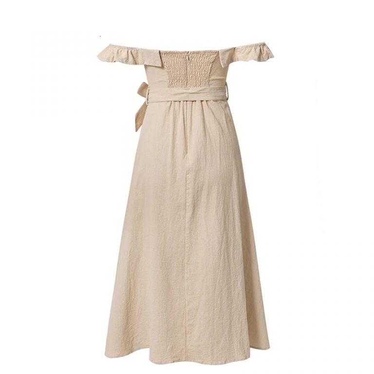 Vintage Ruffle Sexy Off Shoulder Sashes Midi Dress - Image 12
