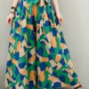 Wide-Legged Geometric Print Elastic Waist Side Pockets Pants - Image 2