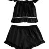 Sexy Camisole Polyester Panty Top 2 Piece Suits