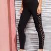 Women Slimming Leggings Comfy Cut Out Polyester Leggings - Image 2