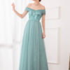 A Line Bateau Neck Chiffon Sleeveless Sequins Wedding Guest Prom Dresses - Image 2