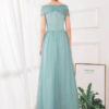 A Line Bateau Neck Chiffon Sleeveless Sequins Wedding Guest Prom Dresses - Image 3
