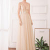 A Line V Neck Chiffon Sleeveless Floor Length Pleated Party Prom Dresses