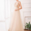 A Line V Neck Chiffon Sleeveless Floor Length Pleated Party Prom Dresses - Image 5