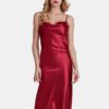 Adjustable Straps Backless Satin Glossy Nightgown
