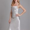 Adjustable Straps Backless Satin Glossy Nightgown - Image 9