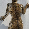 Animal Print Tiger Print High Collar Sexy Long Sleeves Pencil Mini Dress - Image 3
