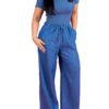 Bateau Neck Short Sleeves One Piece Jumpsuit