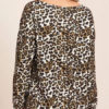Blouse Leopard Print Bateau Neck Casual Long Sleeves Polyester Tops - Image 4