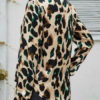 Blouse Leopard Print Jewel Neck Casual Long Sleeves Polyester Tops - Image 4