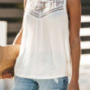 Blouse Polyester Jewel Neck Sexy Sleeveless Tops
