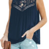 Blouse Polyester Jewel Neck Sexy Sleeveless Tops - Image 2