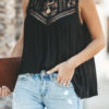 Blouse Polyester Jewel Neck Sexy Sleeveless Tops - Image 3