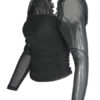 Blouse Polyester Scoop Neck Sexy Pleated Long Sleeves Tops - Image 3