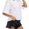 Blouse Polyester Turndown Collar Casual Half Sleeves Tops - Image 3