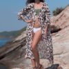 Leopard Print Sexy V Neck Vacation Swim Cover Ups