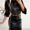 Bodycon Jewel Neck Lace Casual Half Sleeves Pencil Dress - Image 4