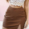 Bodycon PU Leather Slit Mini Skirt - Image 6
