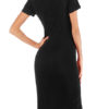 Bodycon Short Sleeves Zipper Casual High Collar Midi Sheath Dress - Image 3