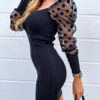 Bodycon Square Neck Casual Long Sleeves Pencil Dress - Image 5