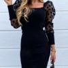 Bodycon Square Neck Casual Long Sleeves Pencil Dress
