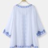 Bohemian Embroidery O-neck Long Sleeve Bikini Shirt Dress - Image 3