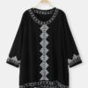 Bohemian Embroidery O-neck Long Sleeve Bikini Shirt Dress - Image 4