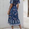 Bohemian Floral Print Off Shoulder Ruffled Dress - Image 3