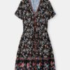 Bohemian Floral Print V-neck Short Sleeve Holiday Beach Mini Dress - Image 8