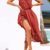 Bohemian Spaghetti Straps Floral Print Midi Dress
