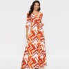 Casual Geometric Print Half Sleeve Maxi Dress - Image 3