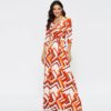 Casual Geometric Print Half Sleeve Maxi Dress - Image 4