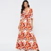 Casual Geometric Print Half Sleeve Maxi Dress - Image 5