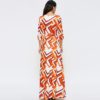 Casual Geometric Print Half Sleeve Maxi Dress - Image 6