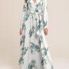Causal V-neck Belted Long Sleeve Beach Holiday Maxi Dress