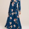 Causal V-neck Belted Long Sleeve Beach Holiday Maxi Dress - Image 3