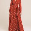 Causal V-neck Belted Long Sleeve Beach Holiday Maxi Dress - Image 4